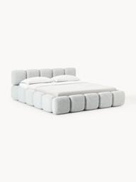 Upholstered Bouclé Bed Tayla with Storage Space