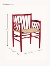 Handwoven Beech Wood Dining Chair J81 with Armrests - thumbnail 3