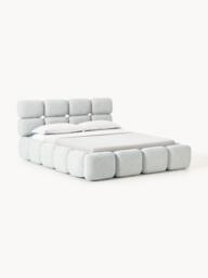 Upholstered Bouclé Bed Tayla with Storage Space