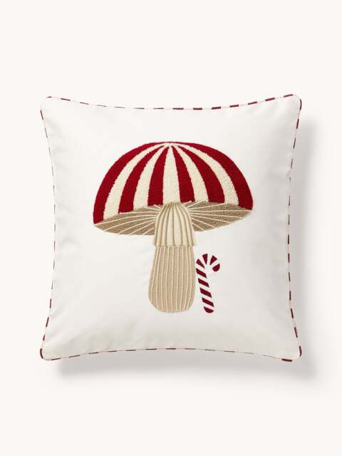 Embroidered Christmas Cushion Cover Porcini - image 1