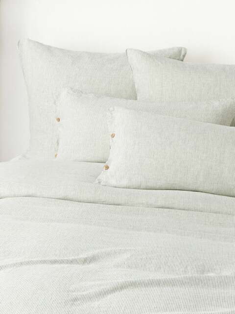Washed Linen Duvet Cover Rinna with Fine Stripes - image 1