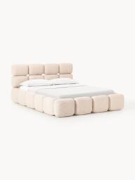 Upholstered Bouclé Bed Tayla with Storage Space - thumbnail 1