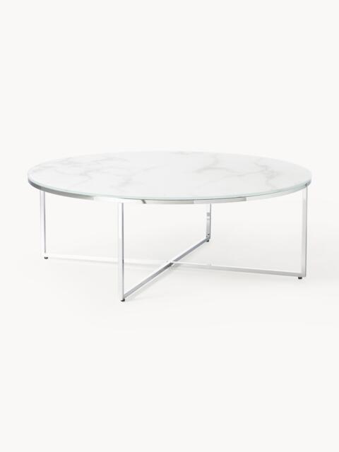 Round XL Coffee Table Antigua with Marble Effect Glass Top - image 1
