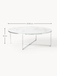 Round XL Coffee Table Antigua with Marble Effect Glass Top - thumbnail 8