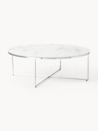Round XL Coffee Table Antigua with Marble Effect Glass Top - thumbnail 1