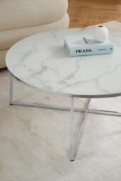 Round XL Coffee Table Antigua with Marble Effect Glass Top - thumbnail 7