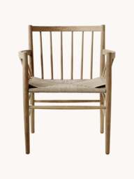 Handwoven Oak Wood Dining Chair J81 with Armrests - thumbnail 4