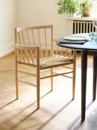 Handwoven Oak Wood Dining Chair J81 with Armrests - thumbnail 8