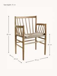 Handwoven Oak Wood Dining Chair J81 with Armrests - thumbnail 3