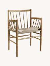 Handwoven Oak Wood Dining Chair J81 with Armrests - thumbnail 1