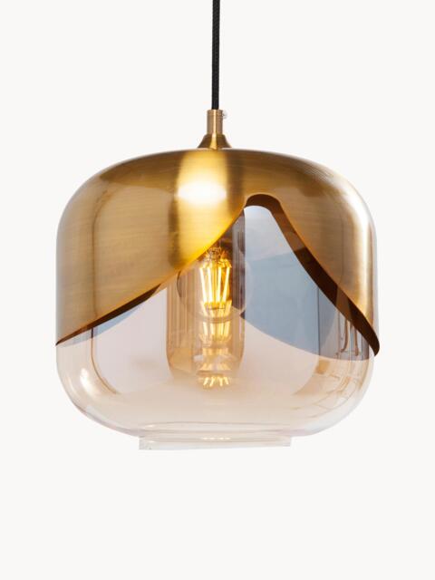 Small Glass Pendant Light Golden Goblet - image 1