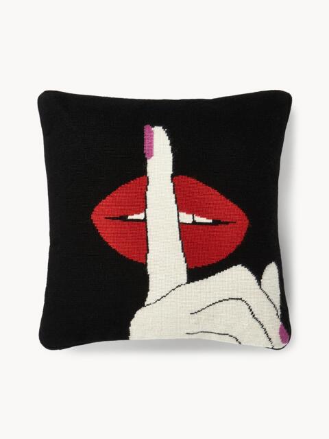 Handmade Decorative Wool Cushion Lips Hush - image 1