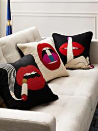 Handmade Decorative Wool Cushion Lips Hush - thumbnail 9