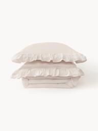Washed Cotton Percale Duvet Cover Louane with Ruffles - thumbnail 2