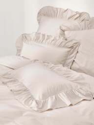 Washed Cotton Percale Duvet Cover Louane with Ruffles - thumbnail 1