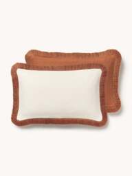 Textured Reversible Cushion Cover Viona with Fringes - thumbnail 1