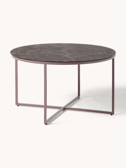 Round Coffee Table Antigua with Marble Effect Glass Top - image 1