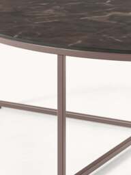 Round Coffee Table Antigua with Marble Effect Glass Top - thumbnail 4