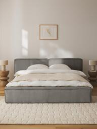 Upholstered Corduroy Bed Lennon with Storage Space - thumbnail 2