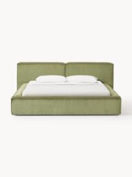 Upholstered Corduroy Bed Lennon with Storage Space - thumbnail 4