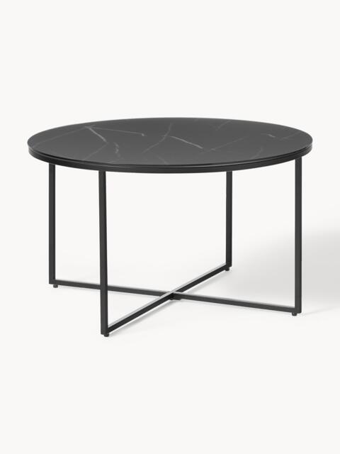 Round Coffee Table Antigua with Marble Effect Glass Top - image 1