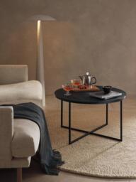 Round Coffee Table Antigua with Marble Effect Glass Top - thumbnail 2