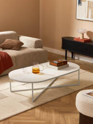 Oval Coffee Table Antigua with Marble Effect Glass Top - thumbnail 6