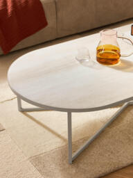 Oval Coffee Table Antigua with Marble Effect Glass Top - thumbnail 7