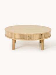 Coffee Table Calary with Fluted Front, Ø 80 cm - thumbnail 2