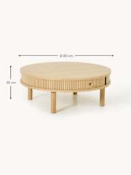Coffee Table Calary with Fluted Front, Ø 80 cm - thumbnail 7