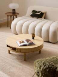 Coffee Table Calary with Fluted Front, Ø 80 cm - thumbnail 6