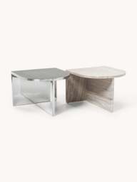 Oval Metal and Marble Coffee Tables Leander, Set of 2 - thumbnail 9