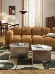 Oval Metal and Marble Coffee Tables Leander, Set of 2 - thumbnail 3