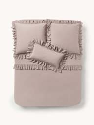 Washed Cotton Percale Bed Sheet Louane with Ruffles - thumbnail 3
