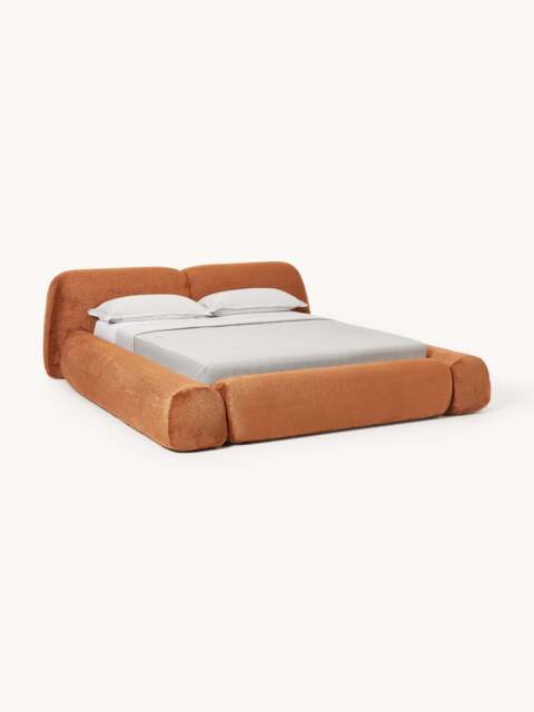 Upholstered Teddy Bouclé Bed Wolke with Storage - image 1