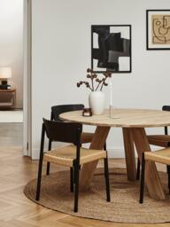 Wooden Dining Chairs Danny with Rattan Seat, Set of 2 - thumbnail 2