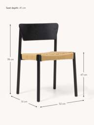 Wooden Dining Chairs Danny with Rattan Seat, Set of 2 - thumbnail 8