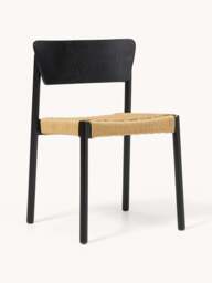 Wooden Dining Chairs Danny with Rattan Seat, Set of 2