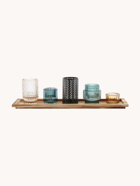 Candle Holders Elviena with Wooden Tray