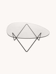 Handmade Oval Coffee Table Pedrera with Glass Top