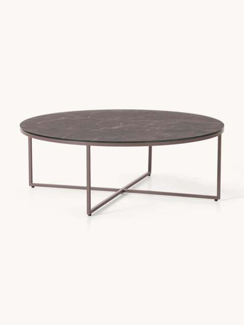 Round XL Coffee Table Antigua with Marble Effect Glass Top - image 1