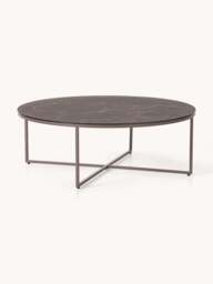 Round XL Coffee Table Antigua with Marble Effect Glass Top - thumbnail 1