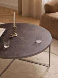 Round XL Coffee Table Antigua with Marble Effect Glass Top - thumbnail 5