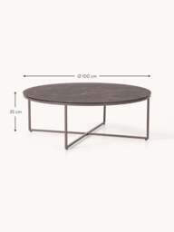 Round XL Coffee Table Antigua with Marble Effect Glass Top - thumbnail 6