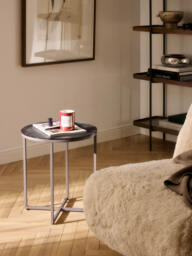 Round Side Table Antigua with Marble Effect Glass Top - thumbnail 6