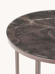 Round Side Table Antigua with Marble Effect Glass Top - thumbnail 3