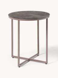 Round Side Table Antigua with Marble Effect Glass Top - thumbnail 1