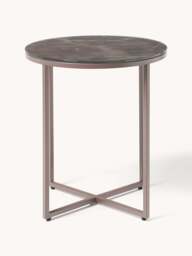 Round Side Table Antigua with Marble Effect Glass Top - thumbnail 2