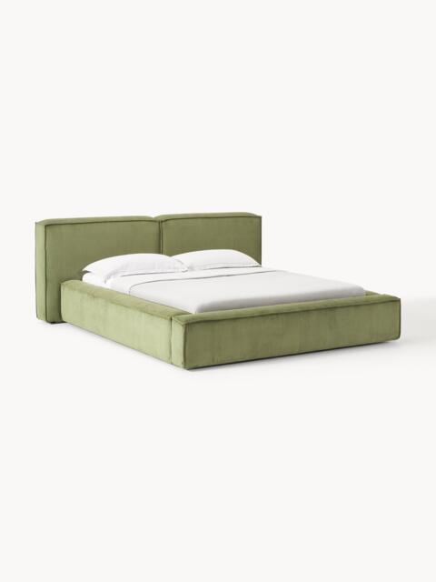 Upholstered Corduroy Bed Lennon with Storage Space