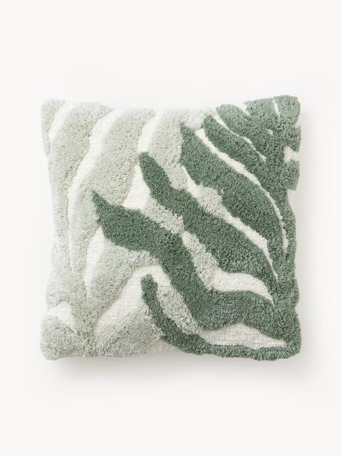 Cotton Cushion Cover Sela with Tufted Plant Motif - image 1